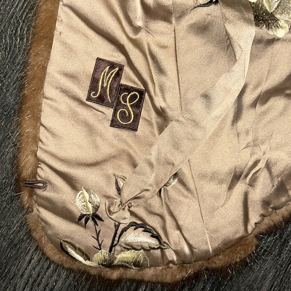 Vintage Genuine 100% Mink Paul Magder Fur Fully Lined Floral Stole Jacket Sz S/M - Picture 9 of 9